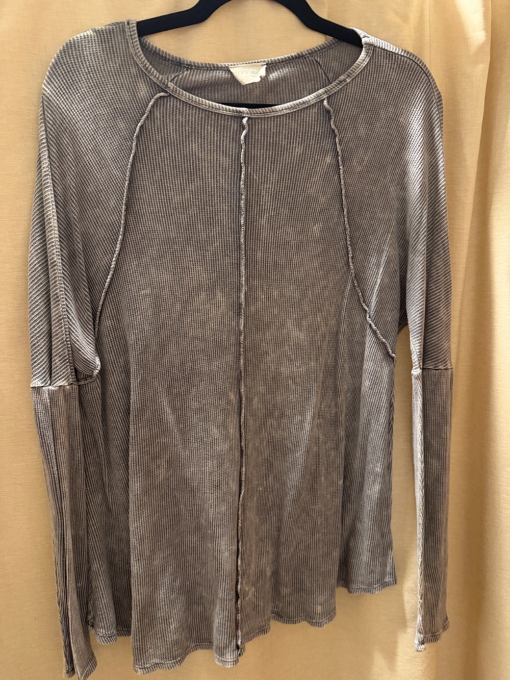 1.4.3. Story by Line Up Heathered Light Gray Ribbed Long Sleeve Top
